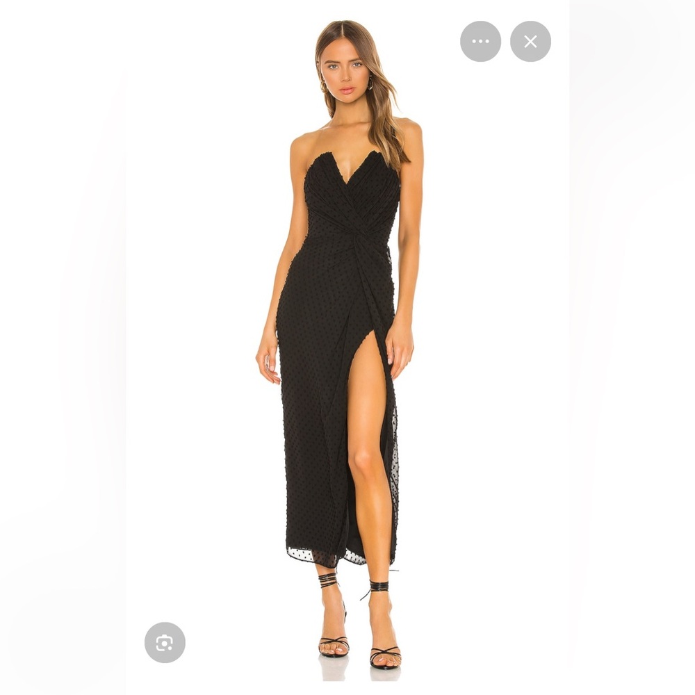Katie May Come On Home Black Strapless Dot Dress